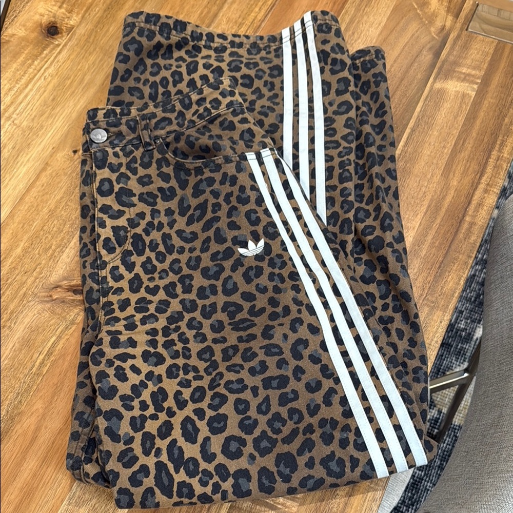 Adidas Leopard Print Pants - Brown